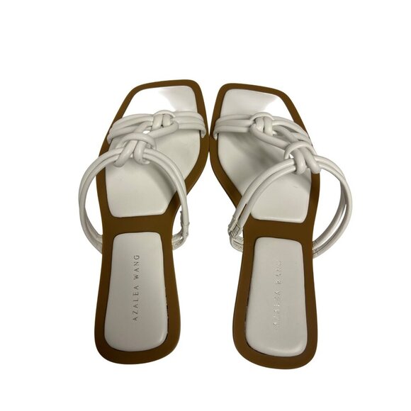 NEW Azelea Wang Women's Sandals Stetson White Slip On Flats Strappy Size 9 - Picture 1 of 7